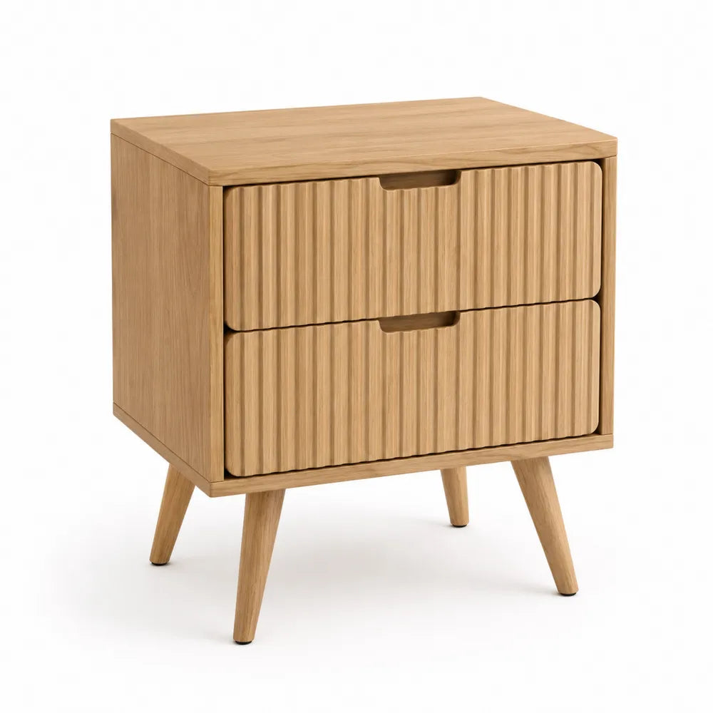 Mesita de noche de madera con 2 cajones 60cm x 40cm x 55cm