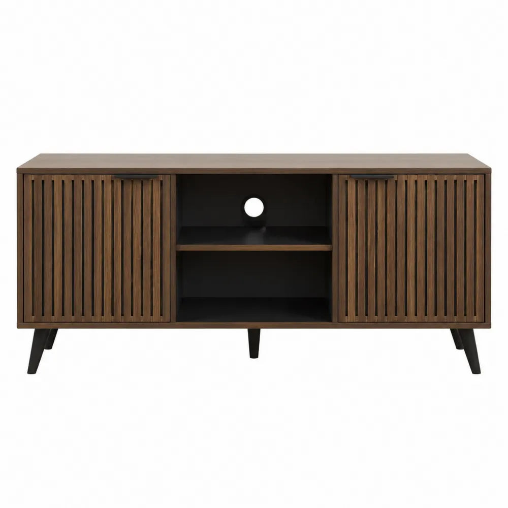 Mueble de MDF para TV con patas de metal color marrón 120x40x50 cm