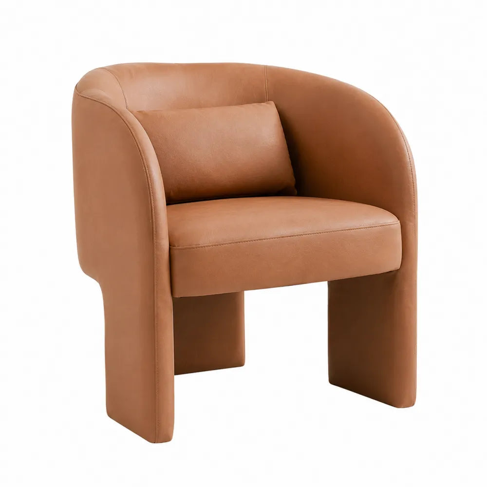 Silla curvada de cuero sintético marrón