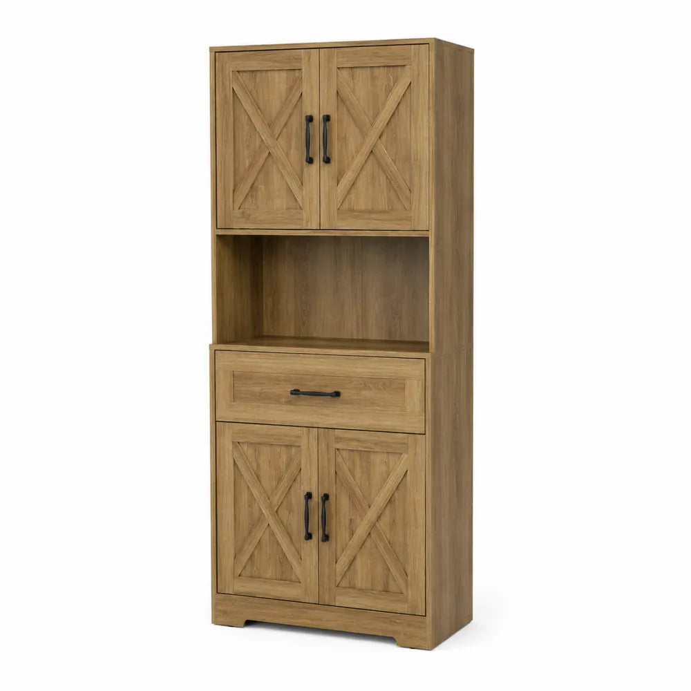 Aparador de madera con puertas y cajón en color roble 180x80x40 cm