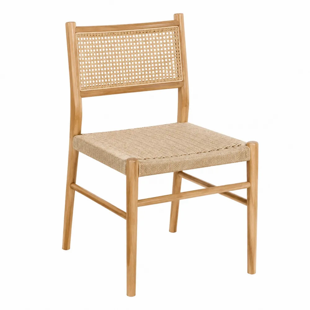 Silla de madera de roble y ratán tejido 50 cm x 45 cm x 85 cm