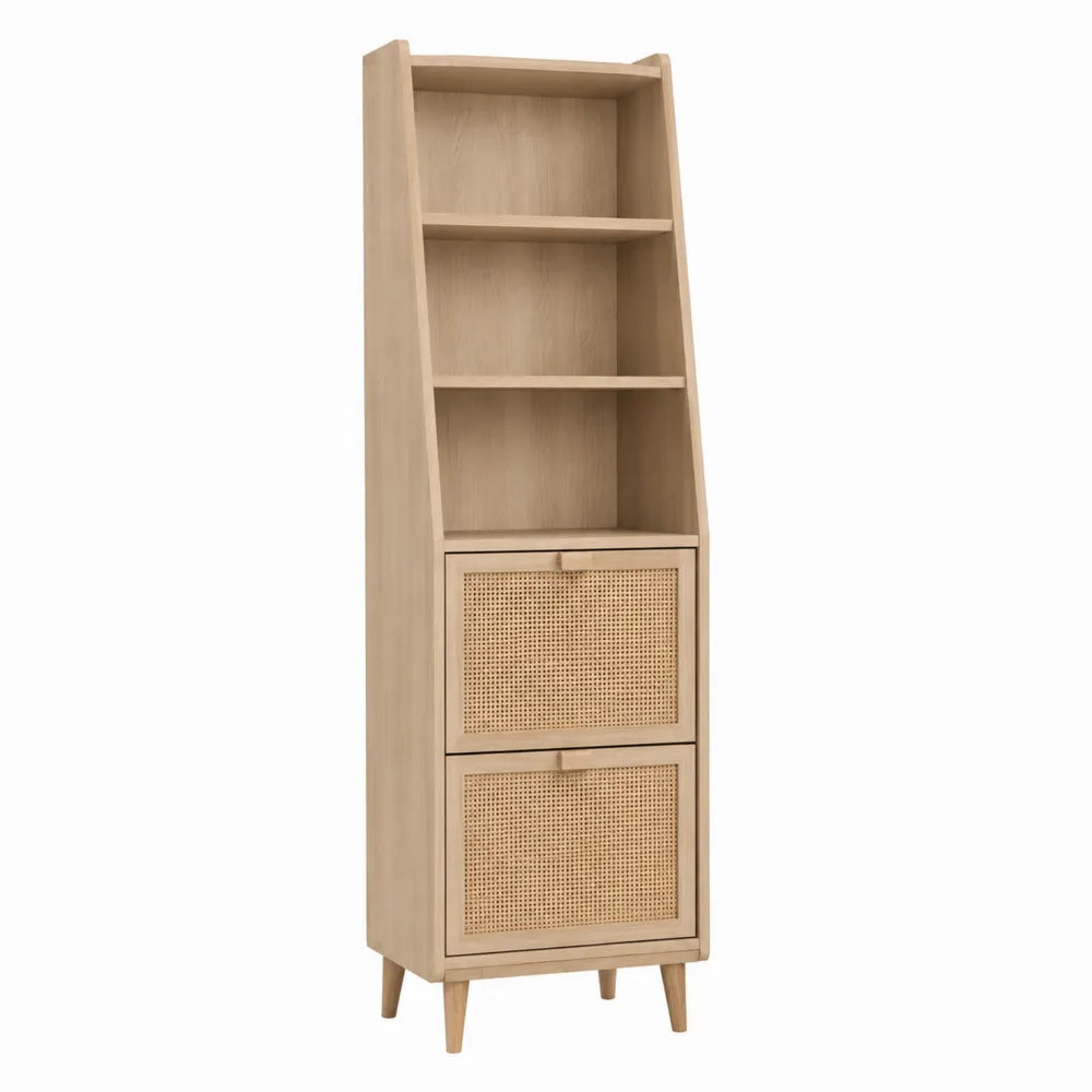 Estantería de madera y ratán 180x60x35 cm