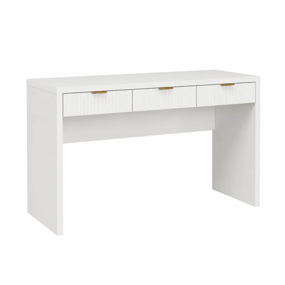 Escritorio blanco de madera con tres cajones 120 cm x 50 cm x 75 cm