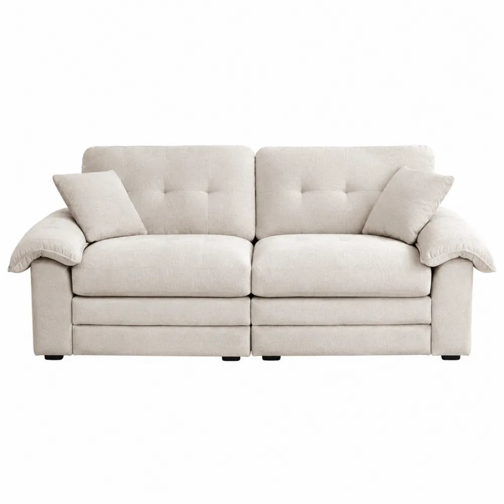Sofá de dos plazas de poliéster beige 200 cm x 95 cm x 90 cm