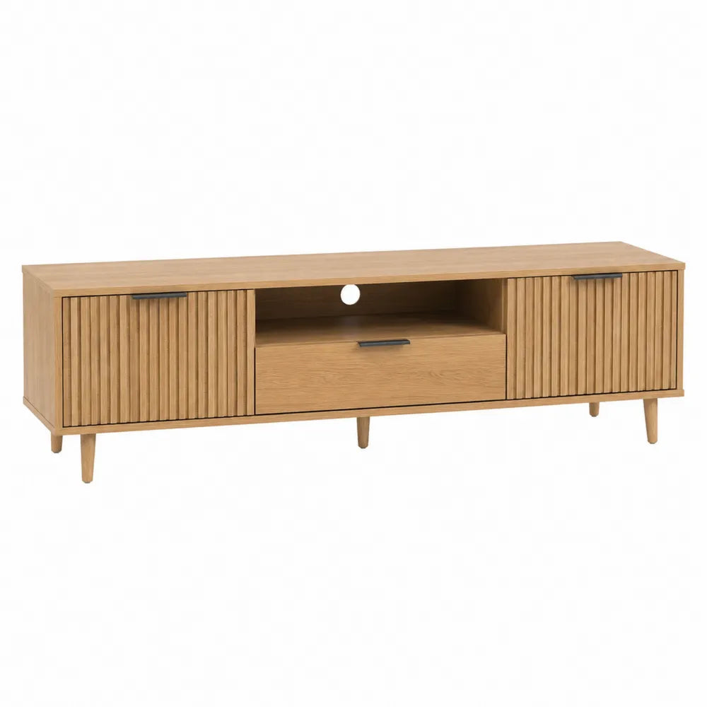 Mueble de TV de madera con puertas y cajón 150x40x50 cm