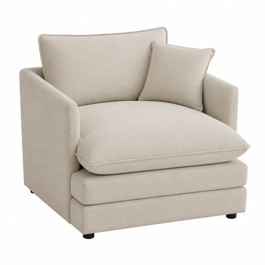 Sillón Beige de Tela con Cojín Extraíble