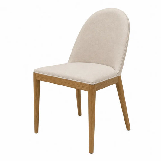 Silla de comedor de lino y madera de haya 82 cm