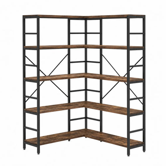 Estantería de esquina de metal y madera de 180x120x64 cm