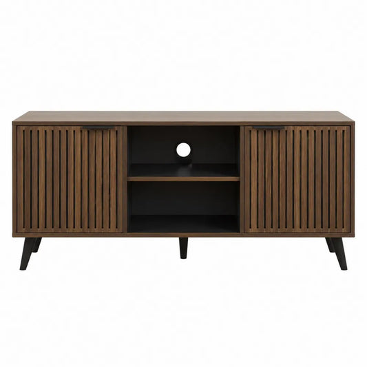 Mueble de MDF para TV con patas de metal color marrón 120x40x50 cm