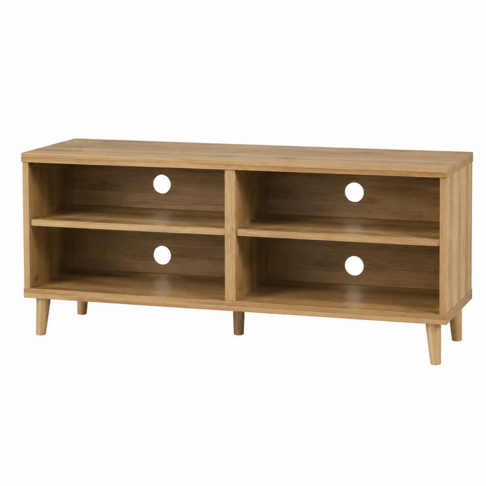Mueble de TV de madera de roble con estantes abiertos 50x140x40 cm