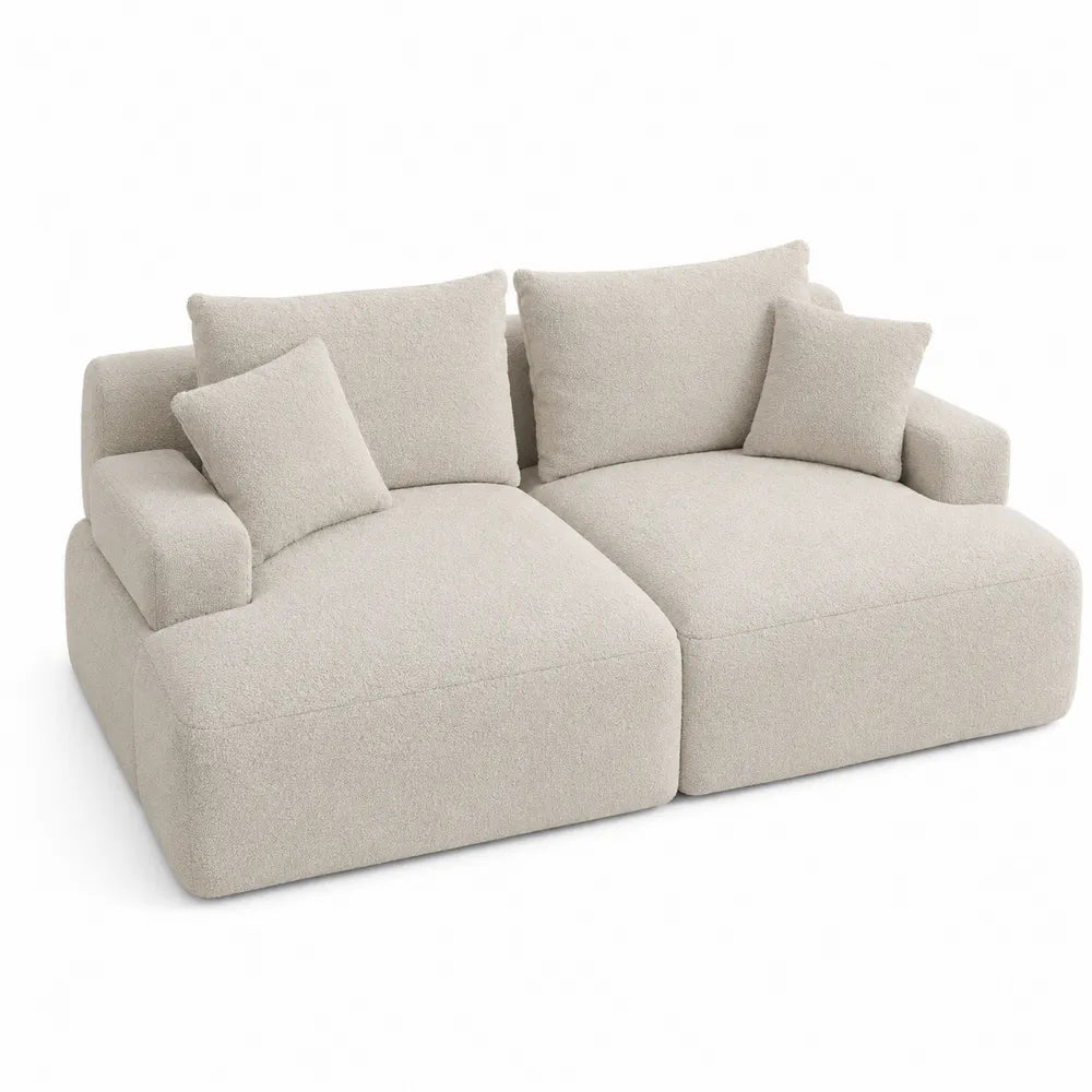 Sofá modular de tela poliéster beige con cojines desmontables