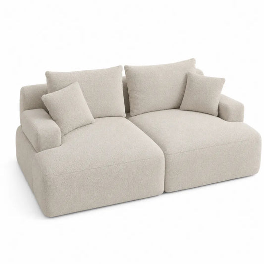 Sofá modular de tela poliéster beige con cojines desmontables
