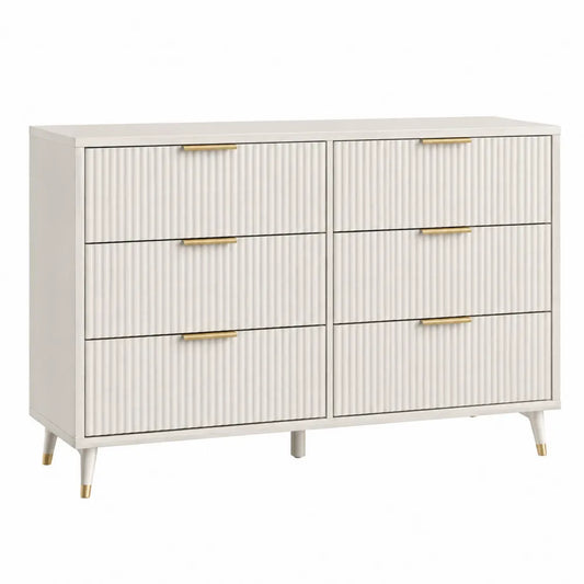 Cajonera de madera blanca con tiradores de metal dorado
