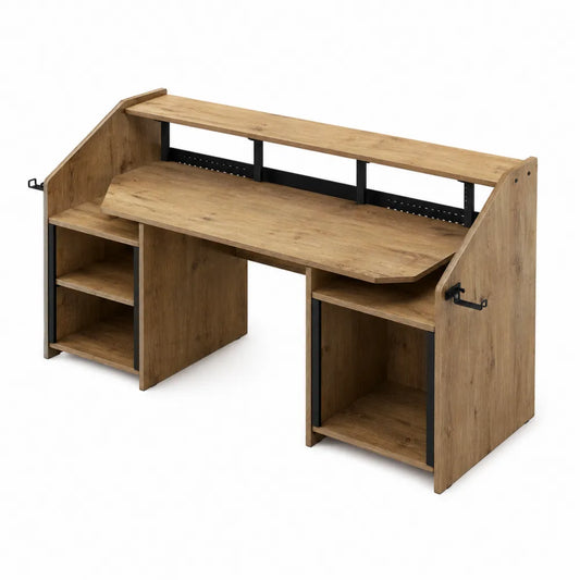 Escritorio de MDF con estantes y ganchos, 140x60x90 cm
