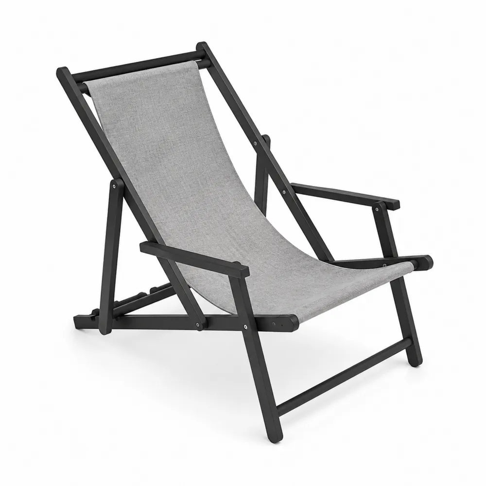 Silla plegable de aluminio y tela gris