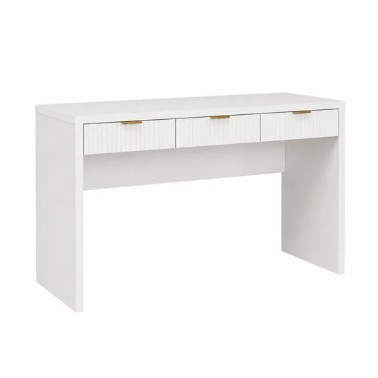 Escritorio blanco de madera con tres cajones 120 cm x 50 cm x 75 cm