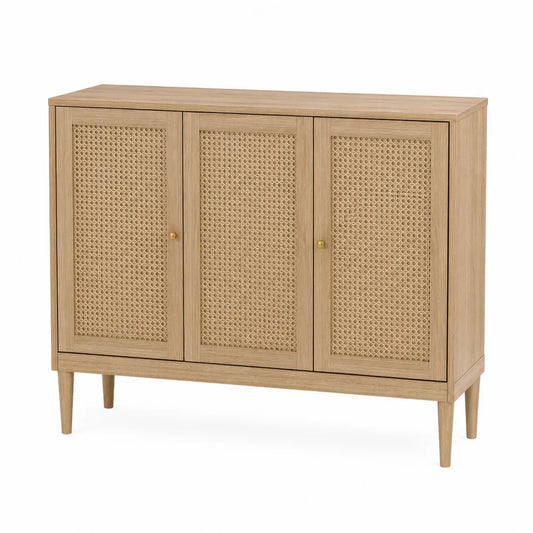 Aparador de Madera y Ratán 120x80x40 cm