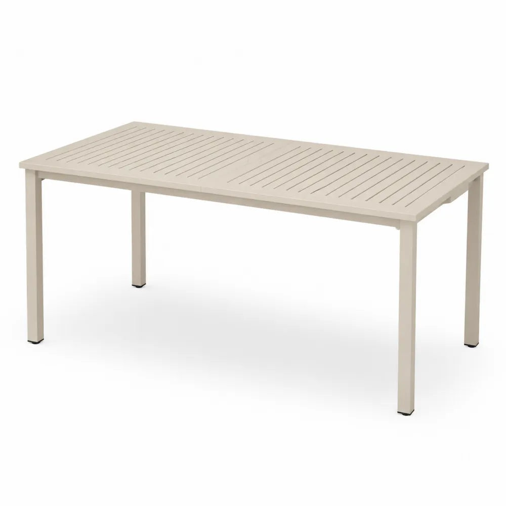 Mesa de comedor exterior de aluminio beige