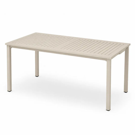 Mesa de comedor exterior de aluminio beige