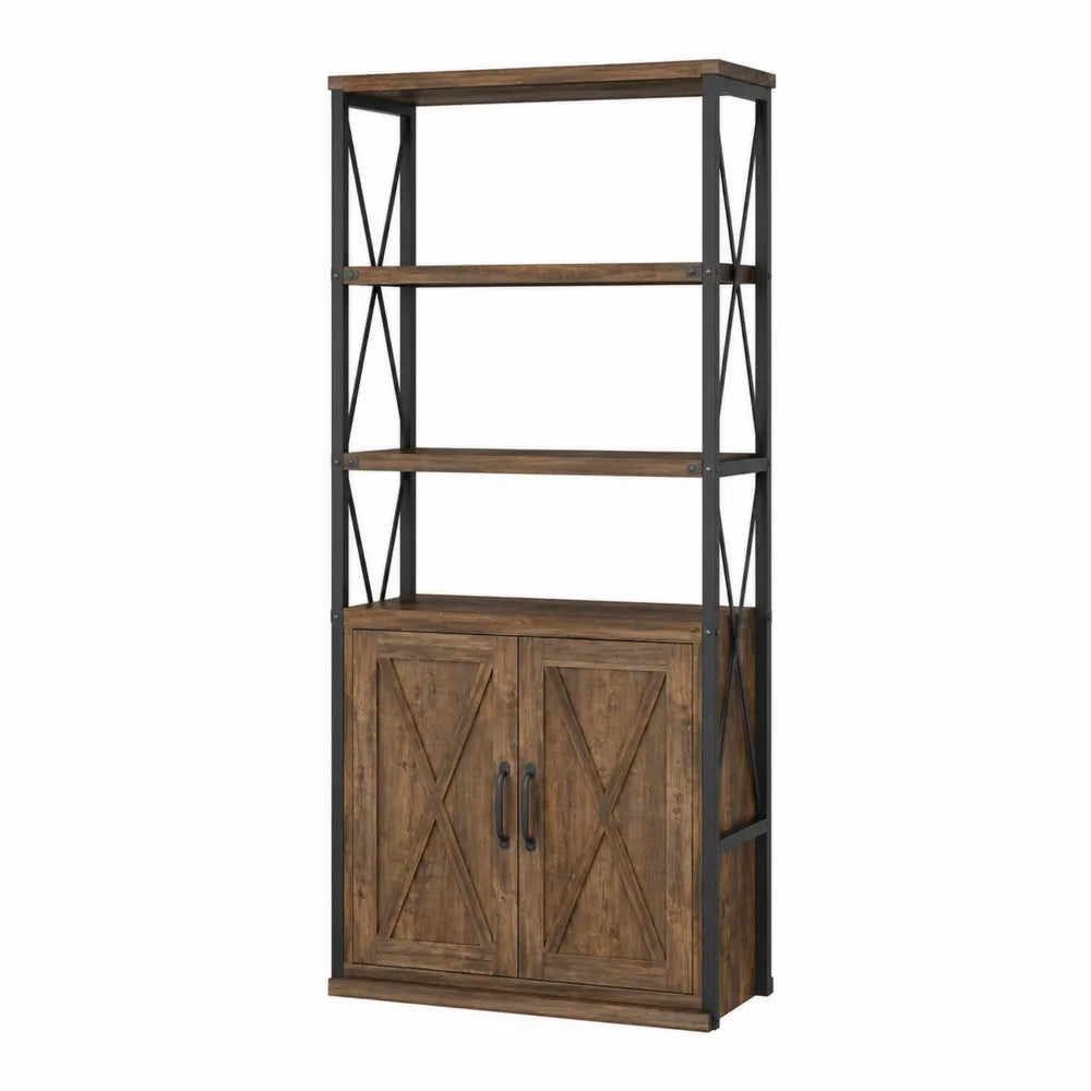 Estantería de Madera y Metal, Marrón y Negro, 180x80x40 cm