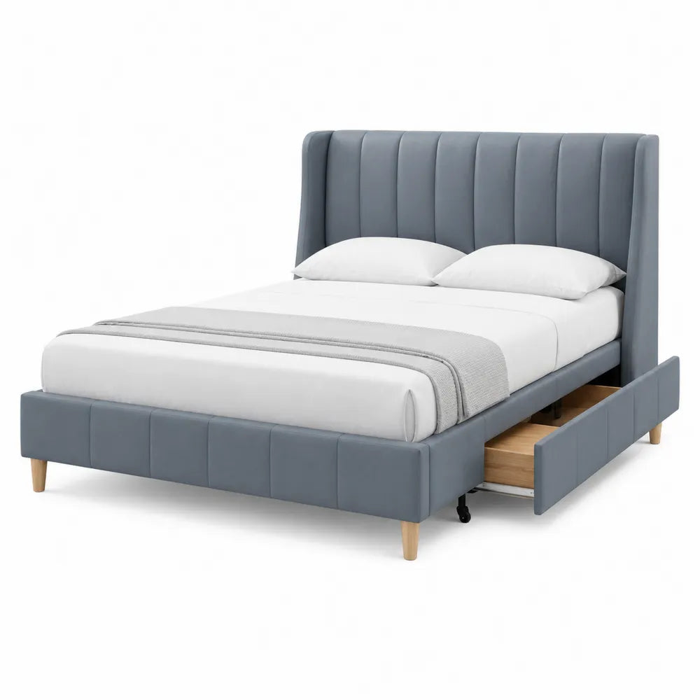 Cama de Almacenamiento Tapizada en Cuero Sintético Gris 200x160 cm