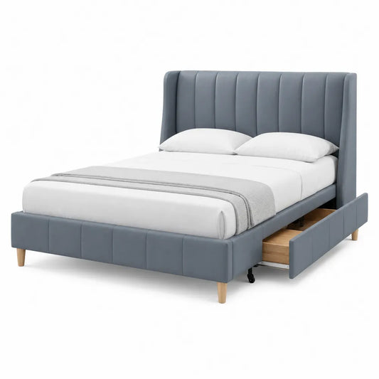 Cama de Almacenamiento Tapizada en Cuero Sintético Gris 200x160 cm
