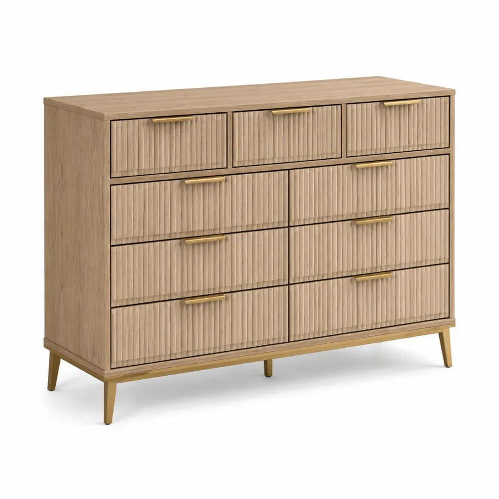 Cajonera de Madera de Roble con 10 Cajones Beige