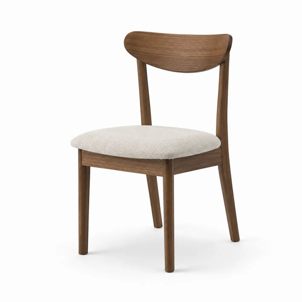Silla de madera de nogal con asiento de poliéster beige 53x50x78 cm