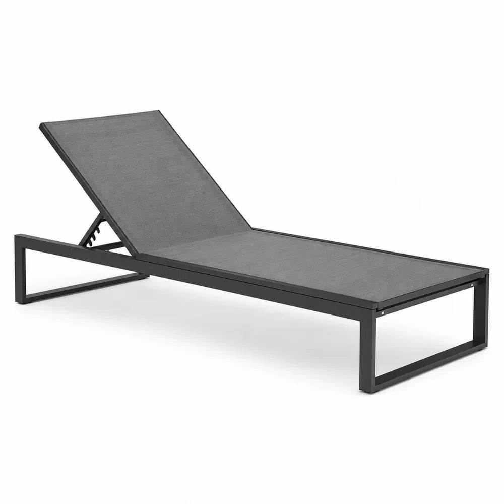 Tumbona de aluminio gris con asiento textilene ajustable