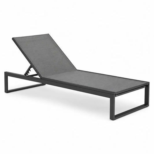 Tumbona de aluminio gris con asiento textilene ajustable