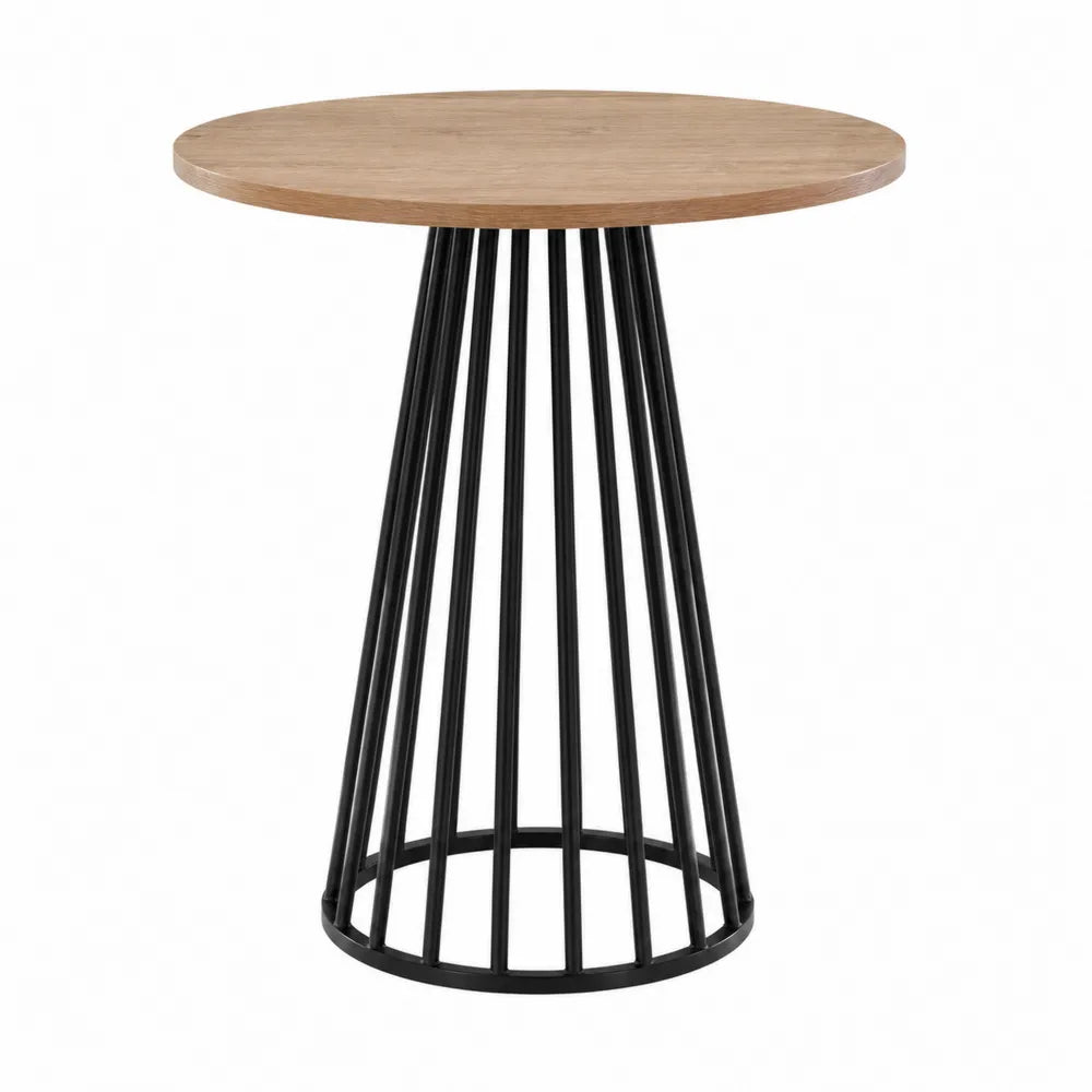 Mesa redonda de roble y estructura de acero 60 cm