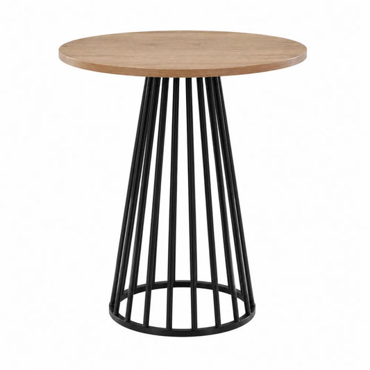Mesa redonda de roble y estructura de acero 60 cm