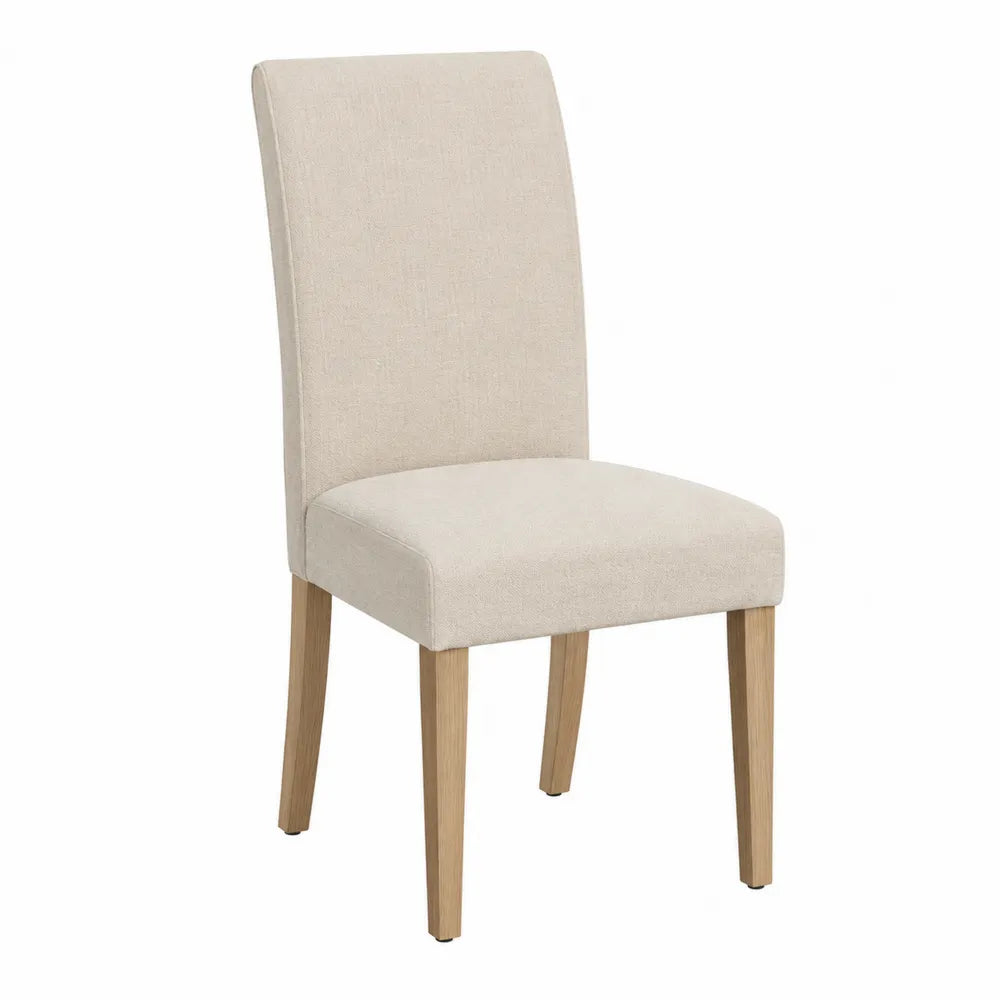Silla de comedor beige con patas de madera de haya, 96 cm de altura