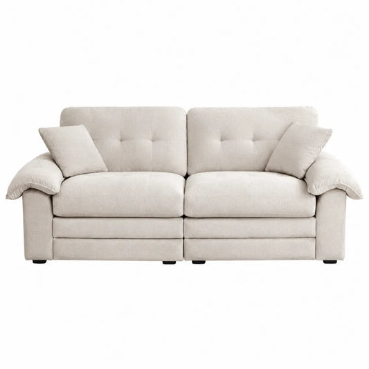 Sofá de dos plazas de poliéster beige 200 cm x 95 cm x 90 cm