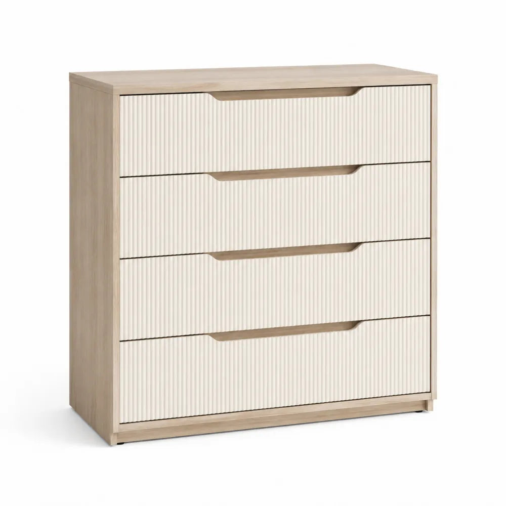 Cajonera de Madera Contrachapada Beige 4 Cajones 80x90x40cm