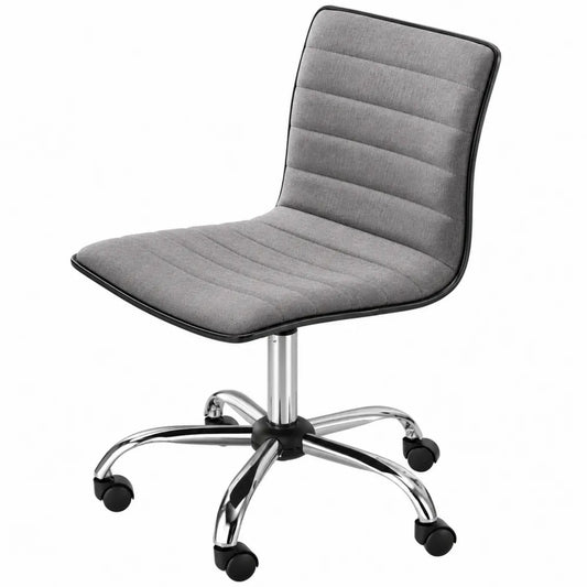Silla de oficina gris con asiento de poliéster y base de metal