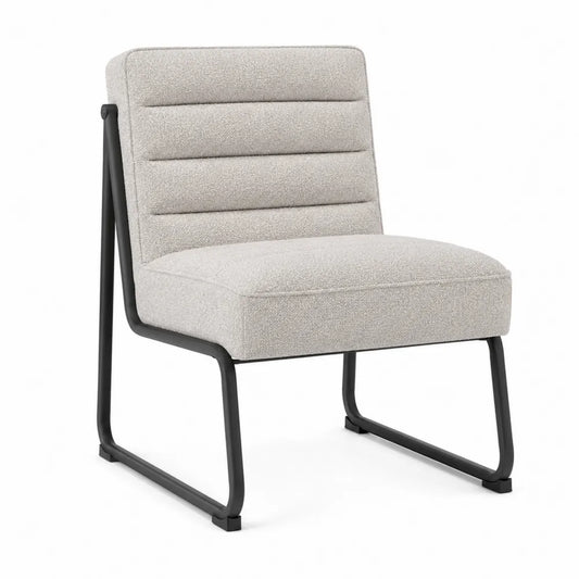 Silla de metal y poliéster gris claro