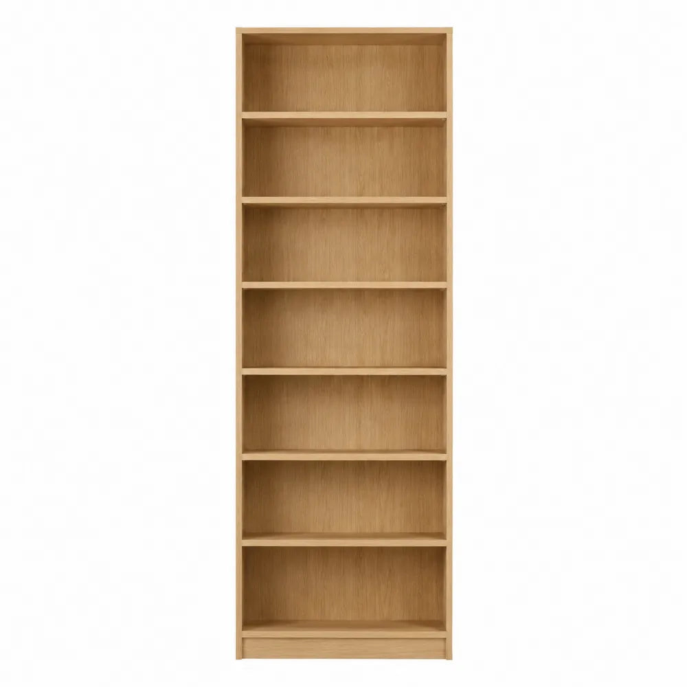 Estantería alta de madera de roble claro con 6 estantes